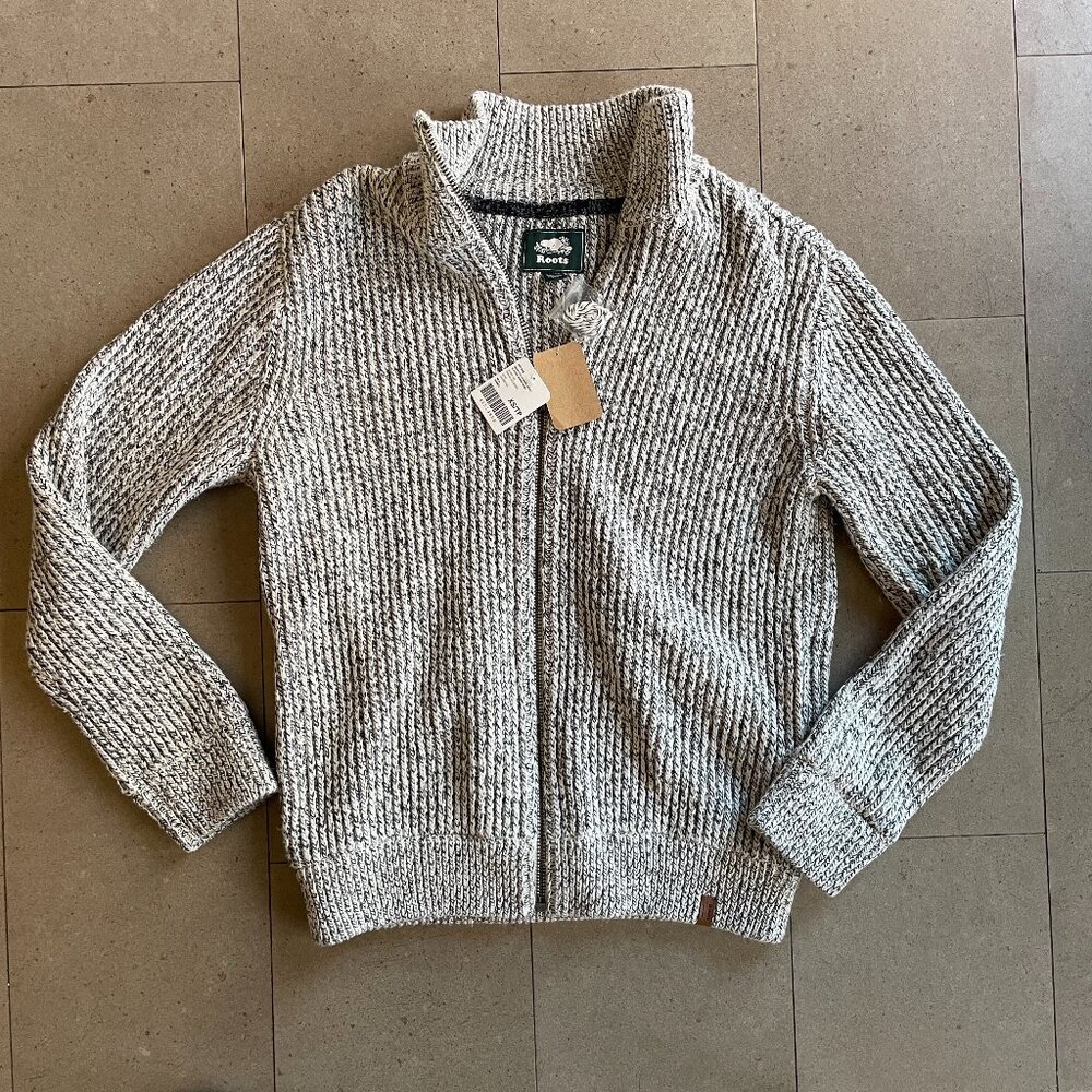 NWT Men's Roots Snowy Fox Zip Cardigan Sweater Jacket-Size Small